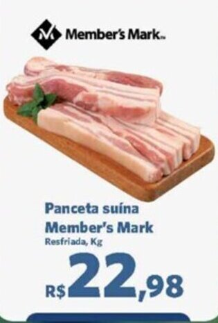 Sam's Club Panceta suína Member's Mark Resfriada, Kg oferta