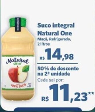 Sam's Club Suco integral Natural One Maça, Refrigerado, 2 litros oferta