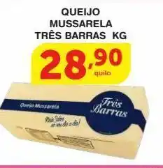 Roldão Queijo mussarela três barras kg oferta