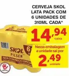 Roldão Cerveja skol lata pack com 6 unidades 310ml cada oferta