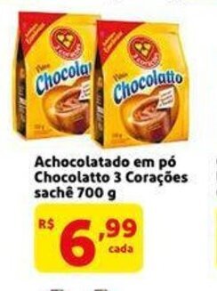 Extra Supermercado Achocolatado em po Chocolatto 3 Corações 700g oferta