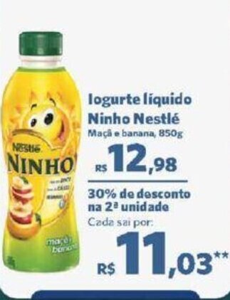 Sam's Club logurte líquido Ninho Nestlé Maçã e banana, 850g oferta
