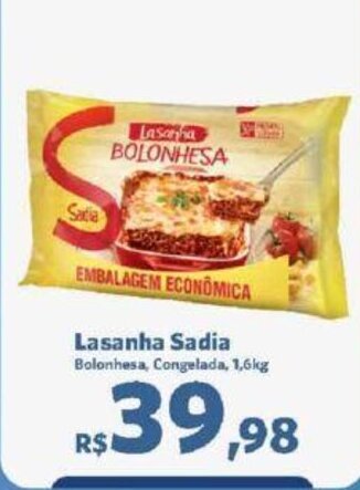 Sam's Club Lasanha Sadia Bolonhesa, Congelada, 1,6kg oferta