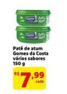 Extra Supermercado Pate de atum Gomes da Costa varios sabores 150g oferta