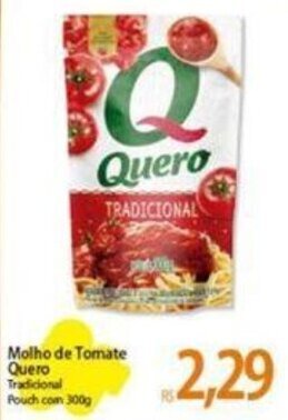Atacadão Molho de Tomate Quero Tradicional Pouch com 300g oferta