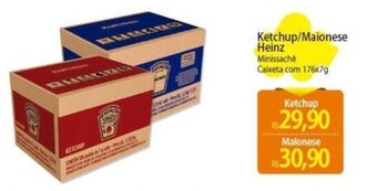 Atacadão Ketchup/Maionese Heinz Minissache Caixeta com 176x7g oferta