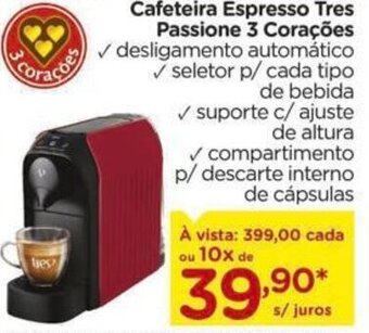 Cafeteira Espresso Tres Passione 3 Corações