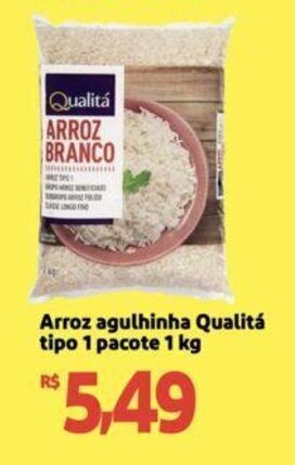 Extra Supermercado Arroz agulhinha Qualitá tipo 1 pacote 1 kg oferta