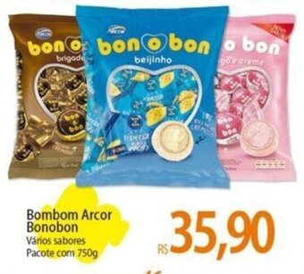 Atacadão Bombom Arcor Bonobon Vários sabores Pacote com 750g oferta