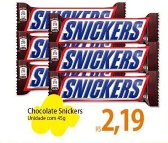 Atacadão Chocolate Snickers Unidade com 45g oferta