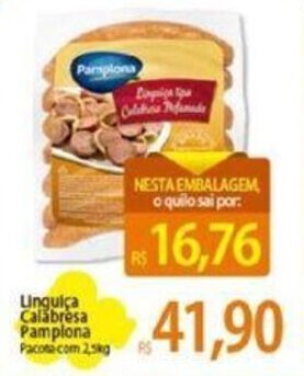 Atacadão Linguiça Calabresa Pamplona Pacote com 2,5kg oferta