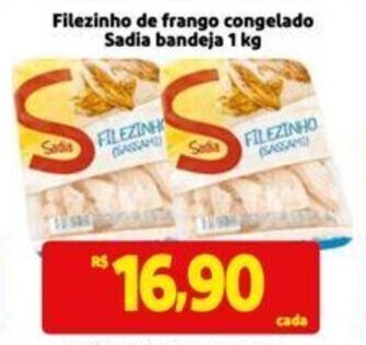 Extra Supermercado Filezinho de frango congelado Sadia bandeja 1 kg oferta