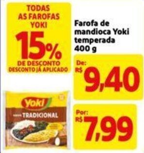 Extra Supermercado Farofa de mandioca Yoki temperada 400 g oferta