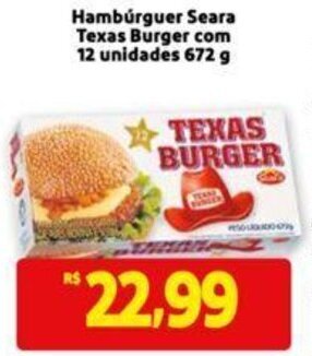 Extra Supermercado Hambúrguer Seara Texas Burger com 12 unidades 672 g oferta