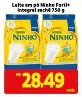 Extra Supermercado Leite em pó Ninho Forti+ integral sachê 750 g oferta