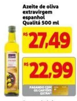 Extra Supermercado Azeite de oliva extravirgem espanhol Qualitá 500 ml oferta