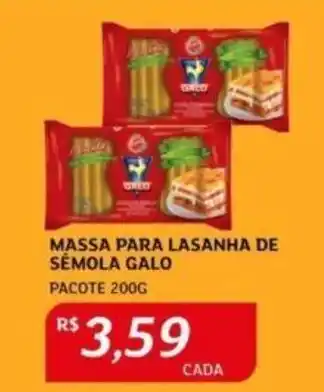MASSA PARA LASANHA DE SEMOLA GALO PACOTE 200G