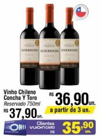 Fort Atacadista Vinho Chileno Concha y Toro Reservado 750ml oferta