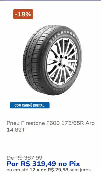 Casas Bahia Pneu Firestone F600 175/65R Aro 14 82T oferta