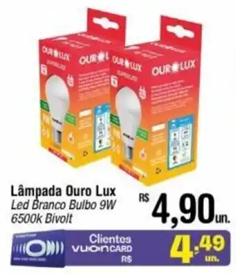 Fort Atacadista Lâmpada Ouro Lux Led Branco Bulbo 9W 6500k Bivolt oferta