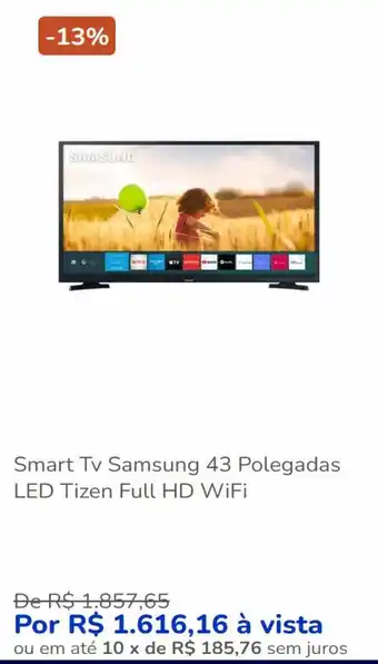 Casas Bahia Smart Tv Samsung 43 Polegadas LED Tizen Full HD WiFi oferta