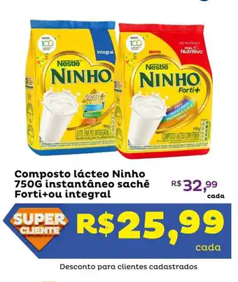 Super Lagoa Composto lácteo Ninho 750G instantâneo sachê Forti+ou integral oferta