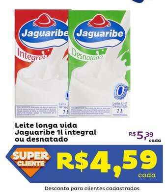 Super Lagoa Leite longa vida Jaguaribe 1l integral ou desnatado oferta