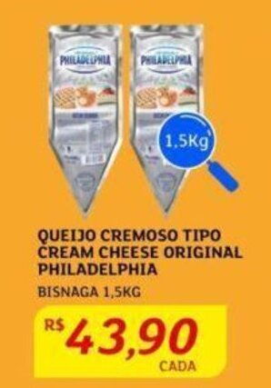 Assaí Atacadista QUEIJO CREMOSO TIPO CREAM CHEESE ORIGINAL PHILADELPHIA BISNAGA 1,5KG oferta