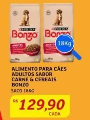Assaí Atacadista ALIMENTO PARA CÃES ADULTOS SABOR CARNE & CEREAIS BONZO SACO 18KG oferta