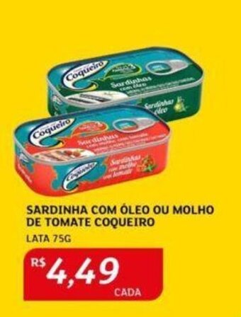 Assaí Atacadista SARDINHA COM ÓLEO OU MOLHO DE TOMATE COQUEIRO LATA 75G oferta