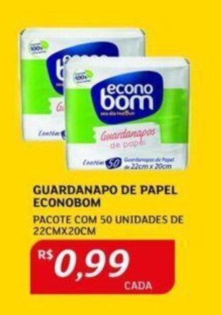 Assaí Atacadista GUARDANAPO DE PAPEL ECONOBOM PACOTE COM 50 UNIDADES DE 22CMX20CM oferta