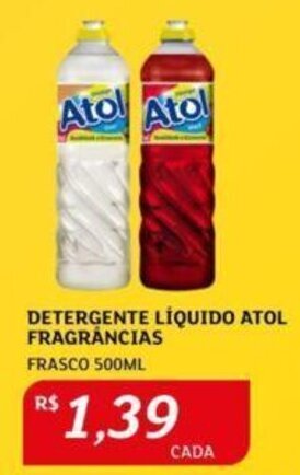 Assaí Atacadista DETERGENTE LÍQUIDO ATOL FRAGRÂNCIAS FRASCO 500ML oferta
