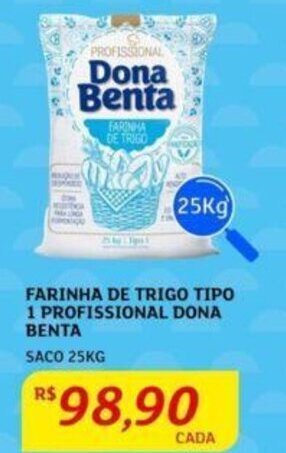 Assaí Atacadista FARINHA DE TRIGO TIPO 1 PROFISSIONAL DONA BENTA SACO 25KG oferta