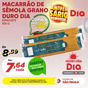 MACARRÃO DE SÊMOLA GRANO DURO DIA ESPAGUETE 500 G