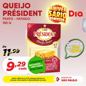 Dia QUEIJO PRÉSIDENT PRATO - FATIADO 150 G oferta