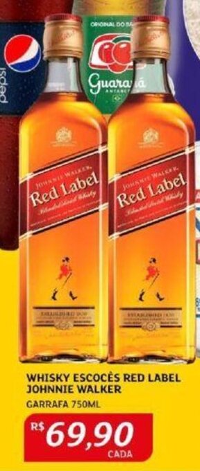 Assaí Atacadista WHISKY ESCOCÈS RED LABEL JOHNNIE WALKER GARRAFA 750ML oferta