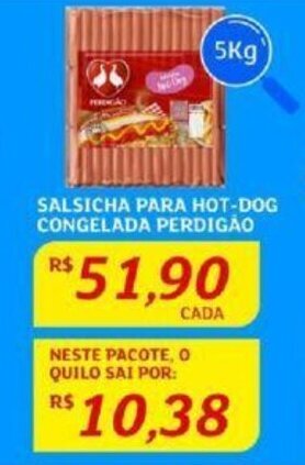 Assaí Atacadista SALSICHA PARA HOT-DOG CONGELADA PERDIGÃO 5Kg oferta