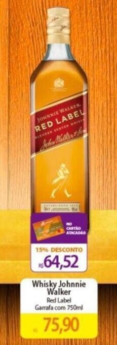 Atacadão Whisky Johnnie Walker Red Label Garrafa com 750ml oferta