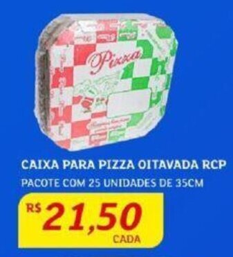 CAIXA PARA PIZZA OITAVADA RCP PACOTE COM 25 UNIDADES DE 35CM