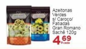 Azeitonas Verdes s/ Caroçol Fatiadas Gran Romano Sache 120g