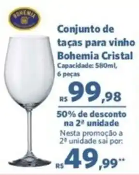 Sam's Club Conjunto de taças para vinho Bohemia Cristal Capacidade: 580ml, 6 peças oferta