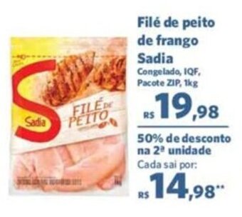 Sam's Club Filé de peito de frango Sadia Congelado, IQF, Pacote ZIP, 1kg oferta