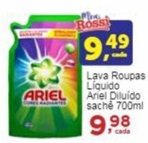 Rossi Supermercado Lava Roupas Líquido Ariel Diluido sache 700ml oferta