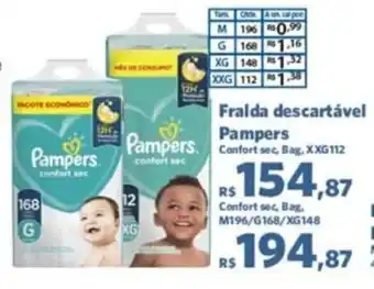 Sam's Club Fralda descartável Pampers Confort sec, Bag, XXG112 oferta