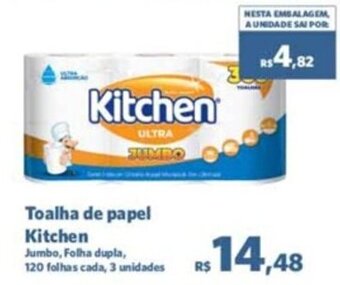 Sam's Club Toalha de papel Kitchen Jumbo, Folha dupla, 120 folhas cada, 3 unidades oferta