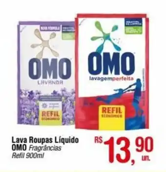 Fort Atacadista Lava Roupas Líquido OMO Fragrâncias Refil 900ml oferta