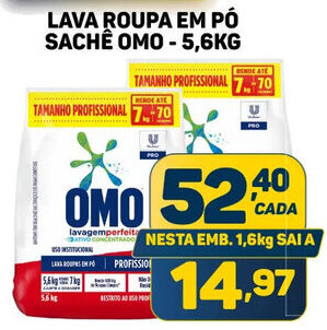 Dom Atacadista LAVA ROUPA EM PÓ SACHÊ OMO - 5,6KG oferta