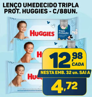 Dom Atacadista LENÇO UMEDECIDO TRIPLA PROT. HUGGIES - C/88UN. oferta