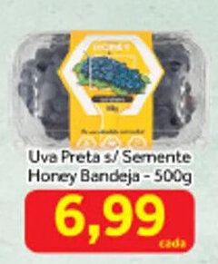 Uva Preta s/ Semente Honey Bandeja - 500g