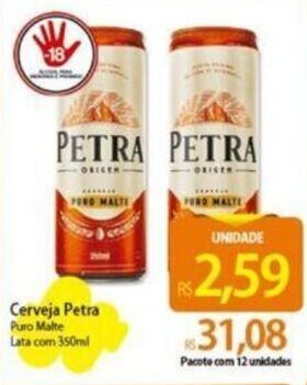 Atacadão Cerveja Petra Puro Malte Lata com 350ml oferta